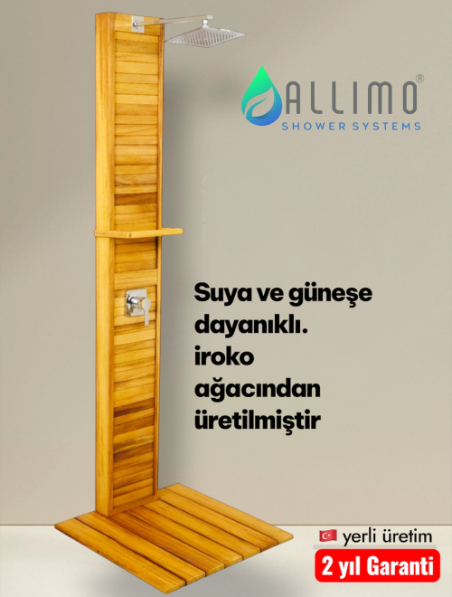 Allimo İroko Ağaç Bahçe ve Havuz Duş seti