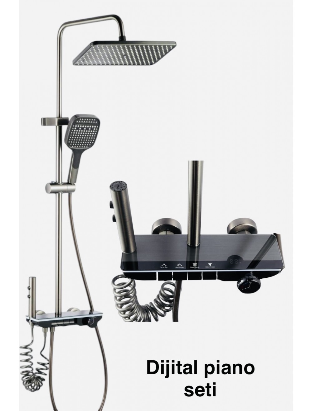 Allimo led aydınlatmalı piano duş seti