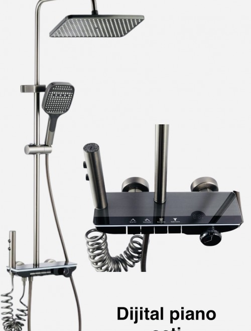 Allimo led aydınlatmalı piano duş seti