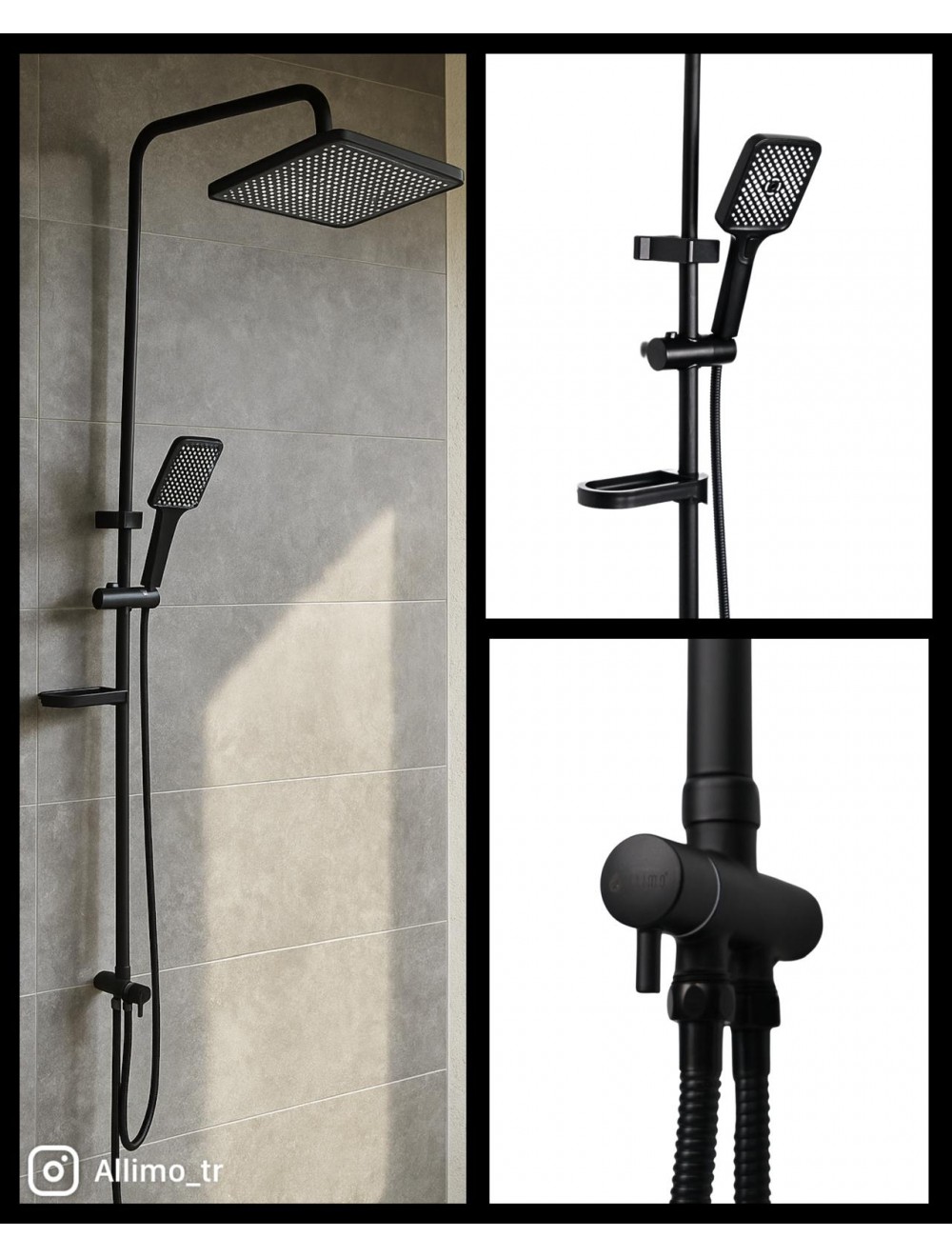 ALLİMO ÖZEL TASARIM PRİNÇ YÖNLENDİRİCİLİ ROBOT DUŞ SİYAH